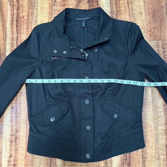 White House Black Market Zip Front Military Jacket Black Size 10 - Picture 4 of 7